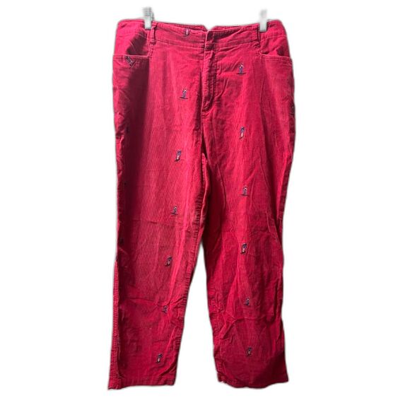 casablanca Pants - Casablanca Sport VTG Corduroy Pants Women's 16 Ski Skier Embroidery Novelty Red